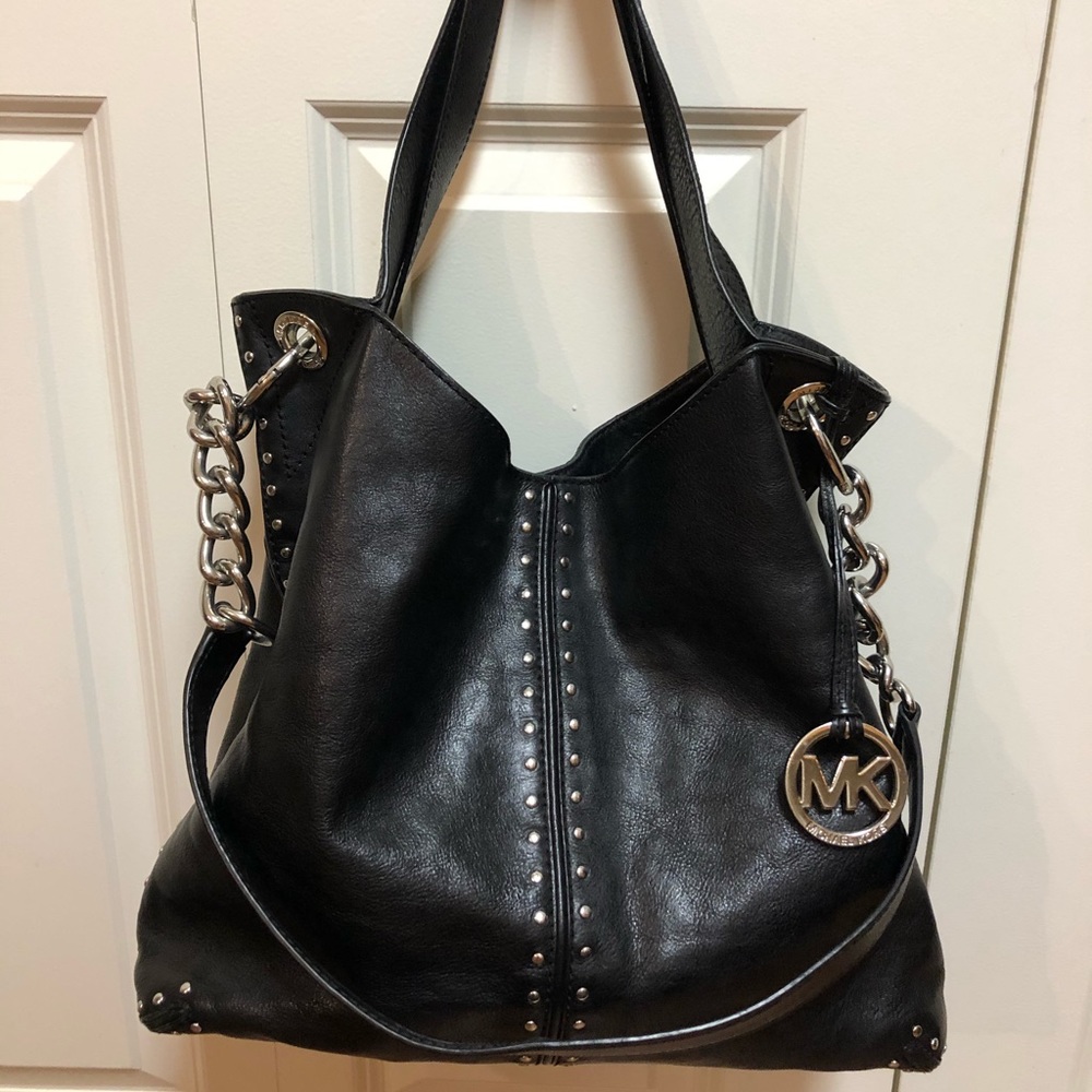 Michael Kors black leather handbag